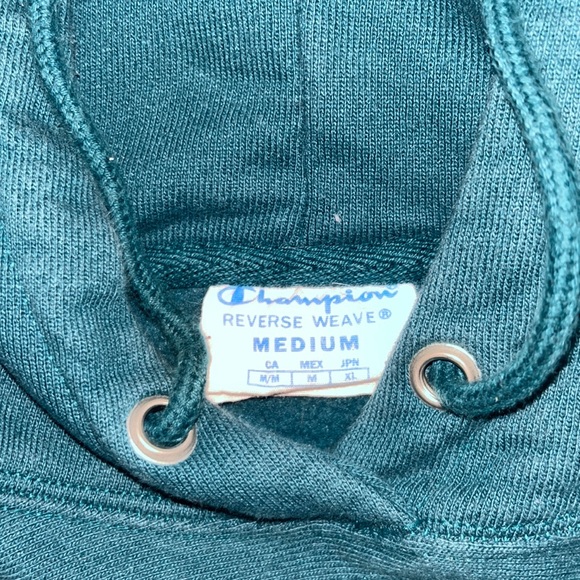 Youth Medium Reverse Weave Turquoise Champion Pullover Hoodie - Picture 3 of 3